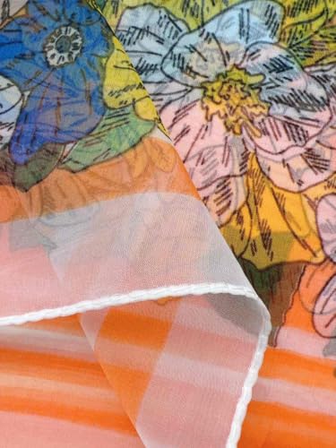 Image of Scarf Stole for Women - 185 x 135 cm Chiffon Scarf with Floral Print | Lightweight Scarf, Soft Stole for Women | Satin Feel Neck Scarf | Women Accessory