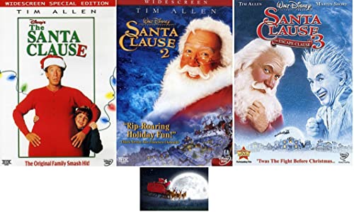 The Santa Clause Trilogy 1 2 3 One Two Three Tim Allen Disney DVD Includes Santa Sleigh Glossy Print Art Card