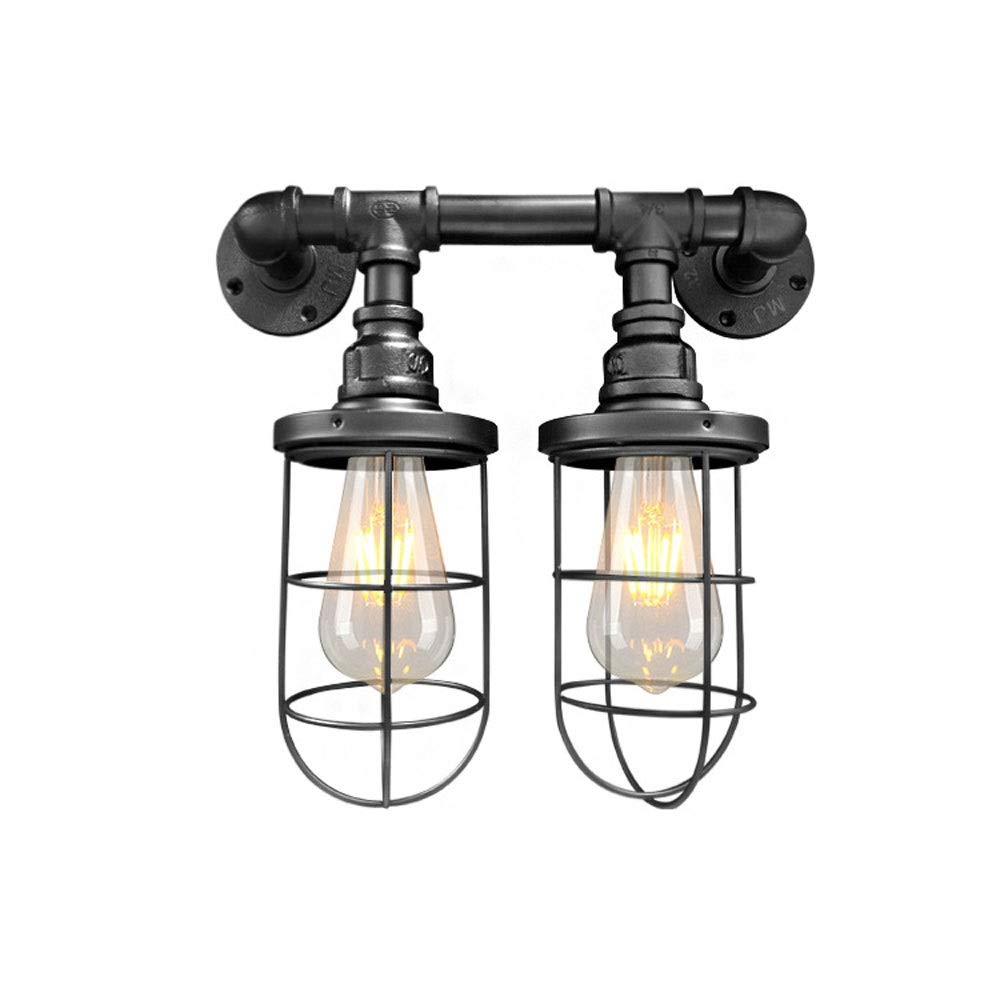YNIYUJKL Wall Lamp, V-Intage Industrial Unique Wall Light Cage Guard Sconce Loft Light Fixture Modern Indoor Lighting Wall Lamps Iron Copper 2-Light E27 For Coffee Shop Club,Black