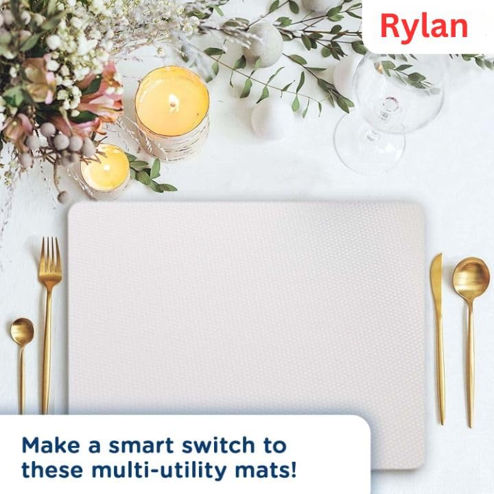 Image of Rylan (45 cm x 5 m) Multipurpose Anti-Slip Mat, Sheet for Fridge, Kitchens, Cupboard, Drawers, Shelf Liner | Super Strong EVA, Water Resistant (Diamond Texture, White)
