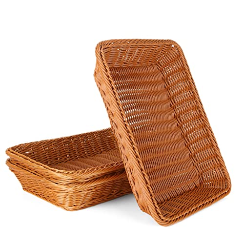 Cestas de almacenamiento de mimbre y ratán hechas a mano en formato rectangular 2