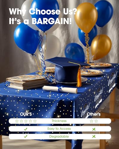 Image of Pureegg Graduation Decorations 2026 Plastic Tablecloth Disposable 10 Pack, Class of 2026 Black Rectangle Table Cover 54 x 107 Inch, Plastic Table Cloth for Graduation Party, Picnic