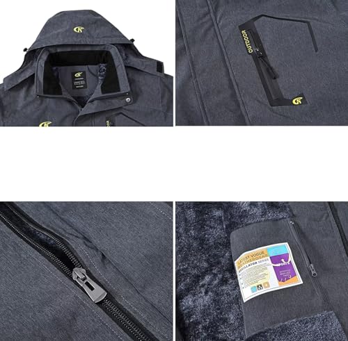 Image of QPNGRP Mens Waterproof Fleece Ski Jacket Windproof Winter Snow Coat