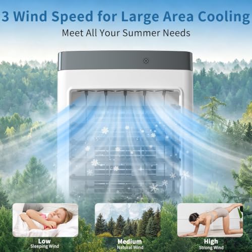 Portable Air Conditioners for Room, Swamp Cooler Portable AC Unit with Large Water Tank, Windowless Evaporative Air Cooler with 3 Speeds, Fast Cooling Room Air Conditioners for Home & Garage by Lerat - Used condition - Image 4