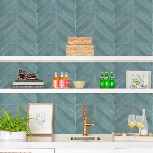 STICKGOO Herringbone Peel and Stick Backsplash, Blue Teal, 10 Sheets by STICKGOO - Used condition - Image 9