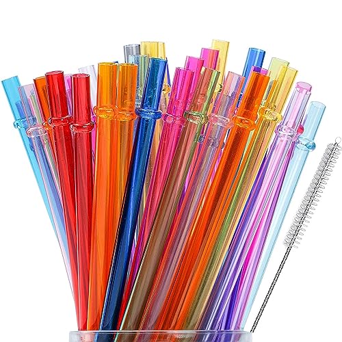 Pailles Plastique,Bubble Tea Reutilisable avec Brosse de Nettoyage, Parfaites pour Les Boissons Froides ou Chaudes Lot de 30 Pailles