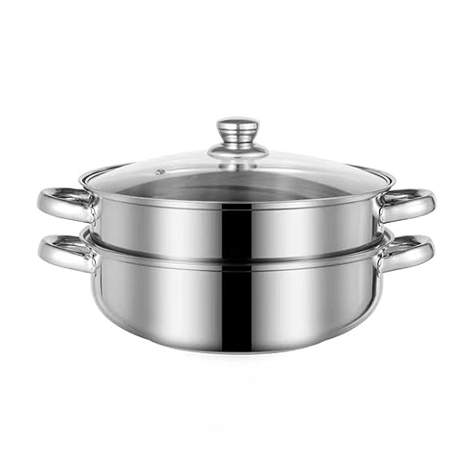 Steamer for Cooking, 18/8 Stainless Steel Steamer Pot, Food Steamer 11 inch Steam Pots with Lid 2-tier for Cooking Vegetables, Seafood, Soups, Stews and Pasta