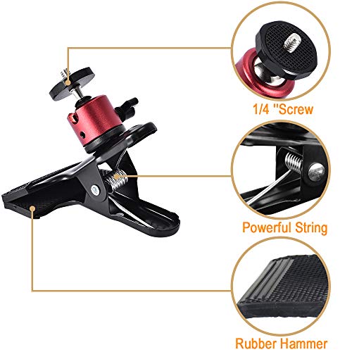 Utebit UTEBIT_BALLHEAD_CLAMP_2SET_USA Tripod Camera Clip Clamp With 360 Degree Swivel Mini Ball Head 2 Pack Clip Camera Mount Photography Accessories Clamp 1/4'' Screw Black Spring Clamp thumb #1