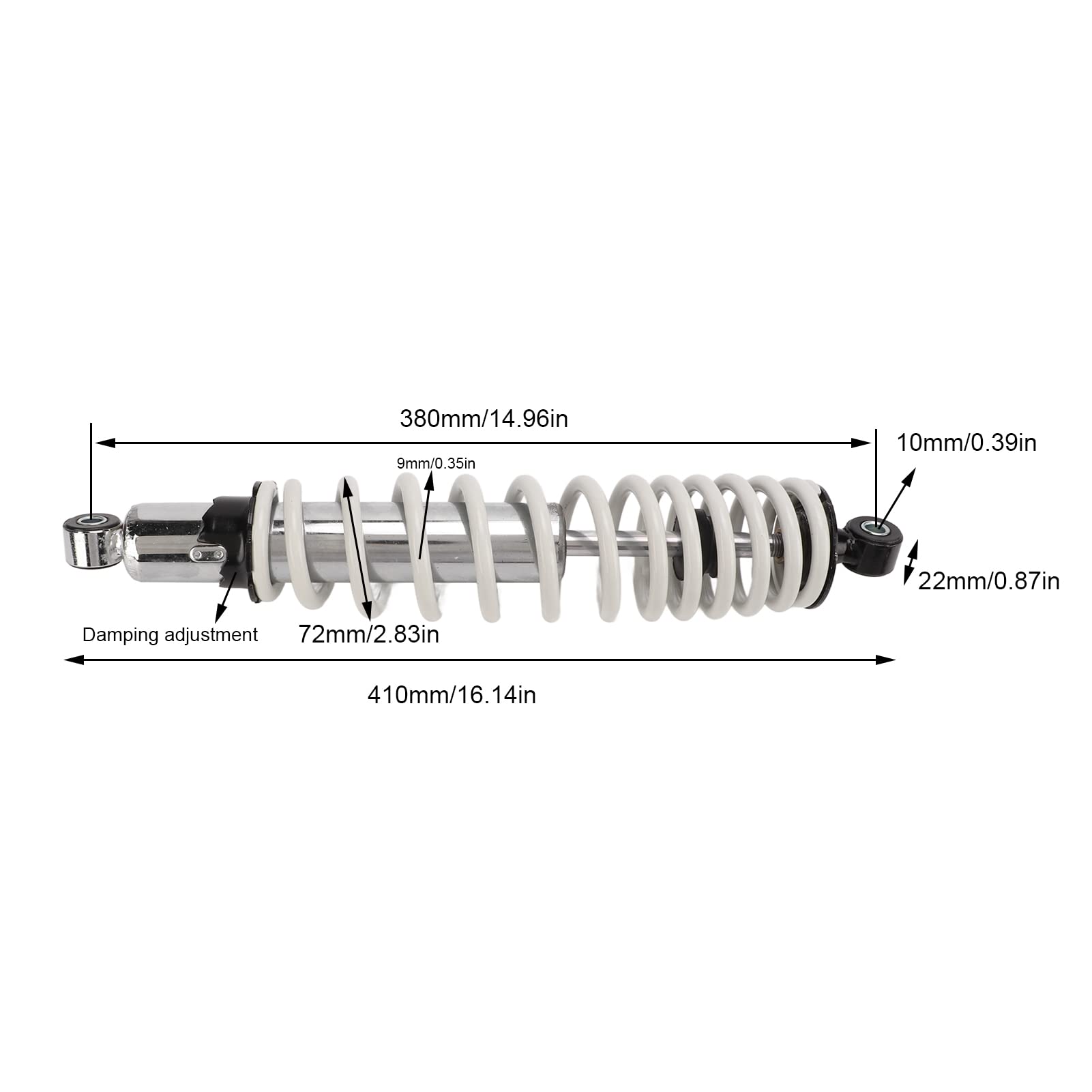 380mm Amortyzator Motocyklowy, KIMISS 1 Para 5 Biegów Regulowany Amortyzator Zawieszenia dla ATV Go Kart Scooter Dirt Pit Bike