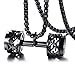 VNOX Acier Inoxydable en Acier Inoxydable Noir plaqué Forme 3D haltères Haltère Fitness Pendentif Collier Gym Musculation