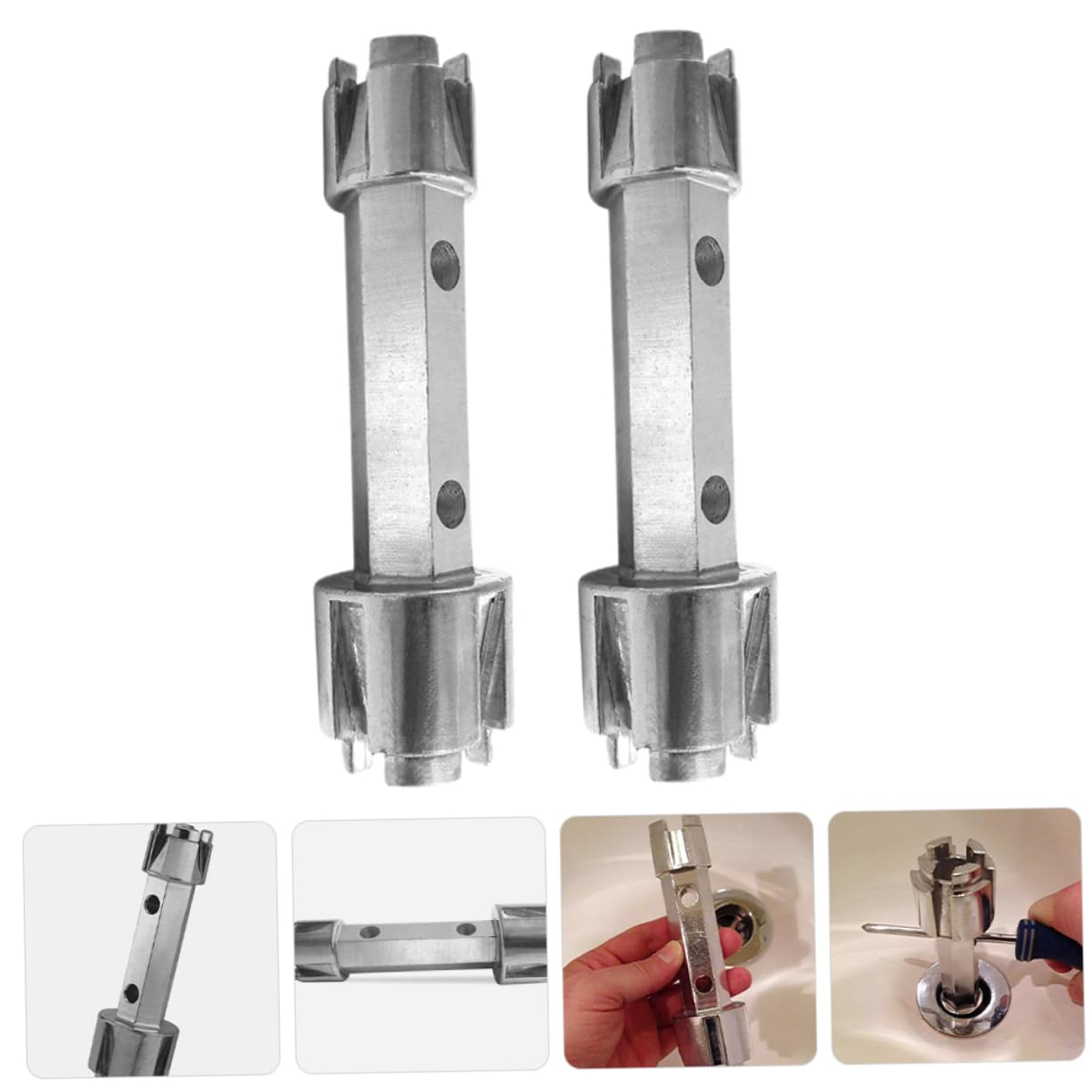 Uonlytech Llave de Trinquete para Desagüe de Bañera 2 Piezas Plata
