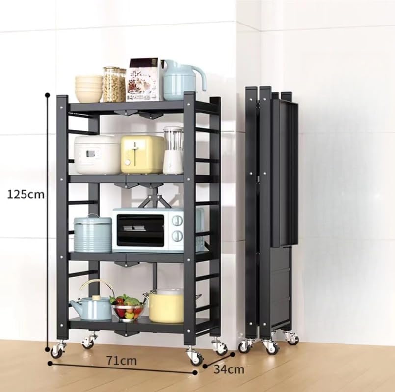 折り畳みラック 5段 スチールラック 棚 ラック キャスター付き スチール 収納ラック キッチン収納ラック コンパクト 大容量 移動