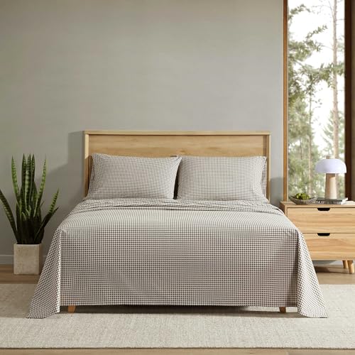 Image of Eddie Bauer - Full Sheet Set, Crisp & Cooling Sheets w /a Naturally Smooth Cotton Percale Lightweight Feel - Matching Pillowcases & Deep Pocket Fitted Sheet (Harrison Brown)