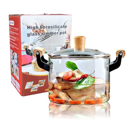 Aefpoymxu 4.5L Glass Stock Pot With Lid Heat Resistant Borosilicate Potpourri Simmer Pot With Cover Stovetop Safe Clear Pot Saucepan For Milk Food Soup thumb #5