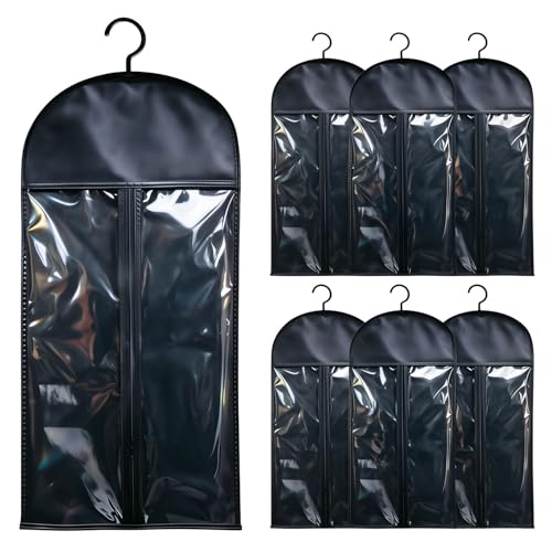 6PCS Hair Extension Holder Wig Bags Storage with Hanger Wig Storage for Multiple Wigs Holder,Easy to Carry Home Hair Salon Travel Available (Black)