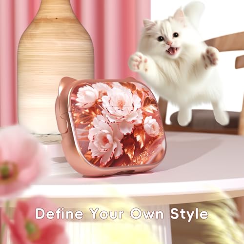 Image of for AirPods Pro 2 Case with Cleaning Kit, Cute Cat Ear Print Design & Cute Buckle for Girls, Phone Holder & Top Safe Lock Buckle Design for AirPods Pro 2nd /1st Gen case, Rose Gold Peony