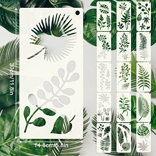 WANDIC Tropical Leaf Stencils, 16 Pieces Large Fern Palm Leaf Pattern Stencils Botanical Leaf Templates for Wall Home Painting Decoration Art Crafts Making - Image 2