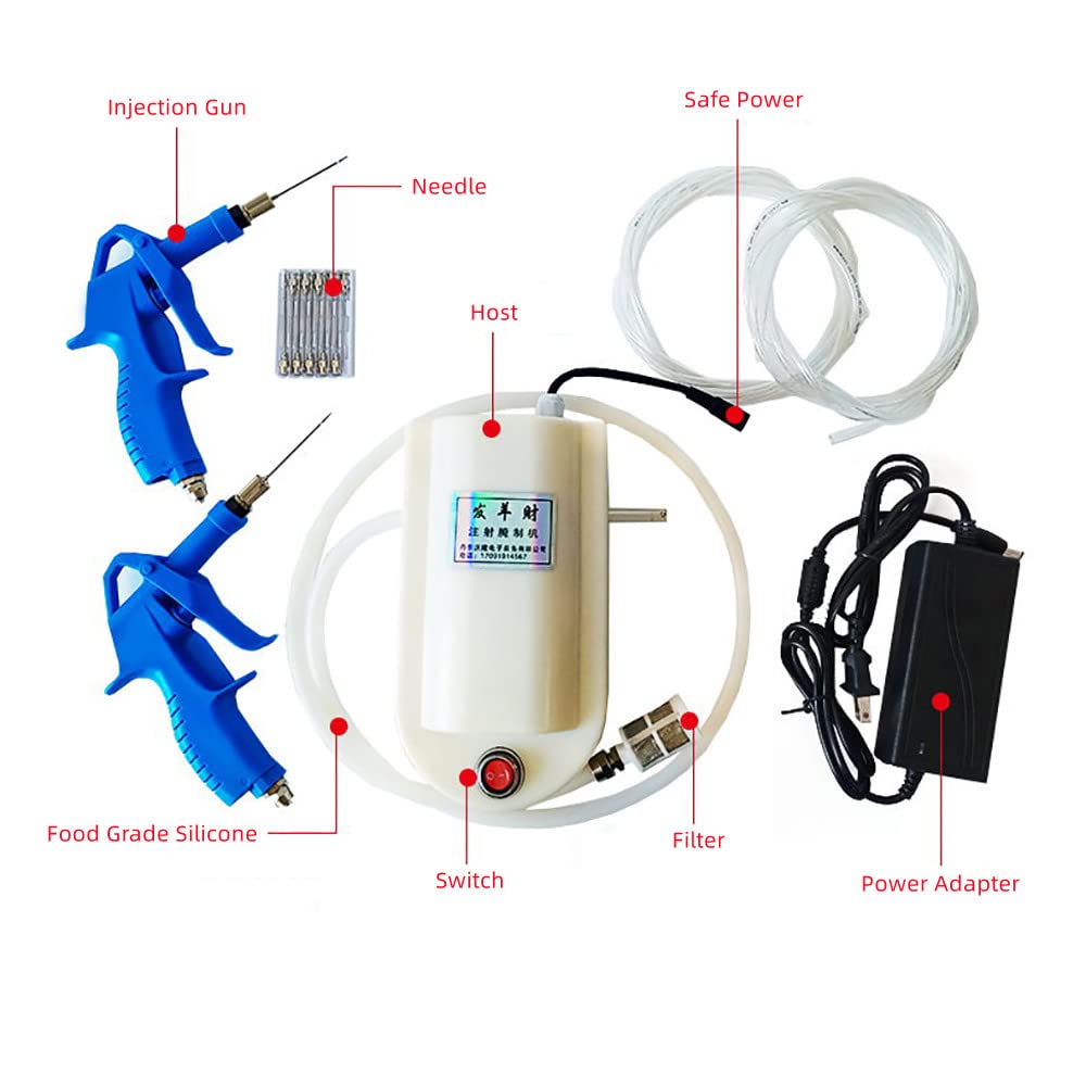 Electric High Pressure Bacon Pump Gun Meat Saline Syringe Pump Electric Injector Meat Processor AC 100-240V 50W (Double Gun)