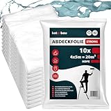 KOTARBAU® 10er Set - Malerfolie - Abdeckfolie - 4 x 5 m - Malervlies - Abdeckplane - Bauschutzfolie - Robust - Transparent