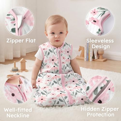 Image of Yoofoss Baby Sleep Sack 0-6 Months 1.0 Tog Sleep Sack Organic Cotton Wearable Blanket for Newborns 2-Way Zipper Quilted Sleeping Sacks(Small)