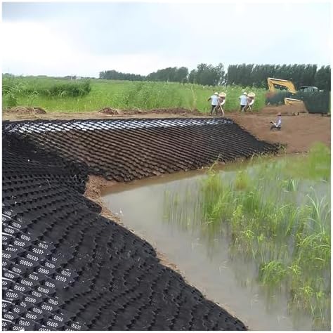 Thick 2' x 4' Stabilization Grid for Retaining Walls & Driveways - 30cm x 30cm Mesh for Gravel & Earthwork Reinforcement, 6.5ft x 20ft (2m x 6m)