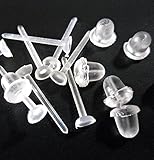Simple y ligero Longsheng Pendientes invisibles de plástico en blanco, pernos prisioneros pequeños hallazgos de la cabeza suministros de bricolaje (1pc orejeras+1pc orejeras)