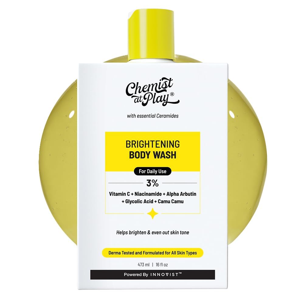 Chemist at Play Brightening Body Wash 1% Vitamin C and Niacinamide For Dry Normal Oily Dull Skin Helps Fade Scars Brightens Skin For Women and Men white 473ml