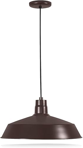 Lámpara colgante de bronce arquitectónico de 17 pulgadas con cable ajustable de 10 pies, lámpara colgante vintage montada en el techo para uso en