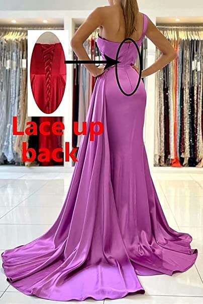 Satin Bridesmaid Dresses for Women Long Ruched Formal Dresses One Shoulder Prom Dresses KM3342
