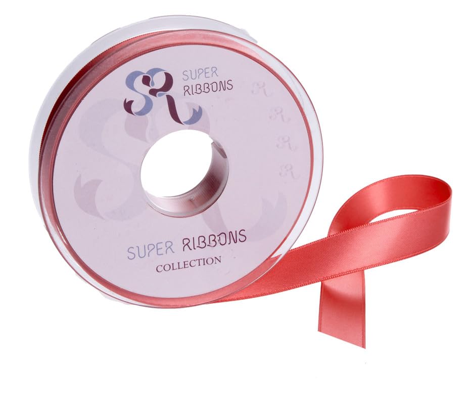SR SUPER RIBBONS®™- Full Reel 38mm Double Faced Satin Ribbon, 20 Metres on Reel - Deep Peach — image 1