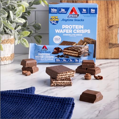 Atkins Chocolate Creme Protein Wafer Crisps, 4g Net Carb, 1g Sugar, 5 Count - image 4