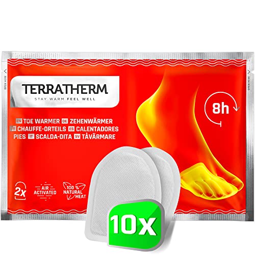 TerraTherm Toe Warmers adhesive – 5, 10 or 30 Pairs – Foot Warmer for 8 Hours of Extra Warm Feet – Toewarmers – Heat Pads for all types of shoes
