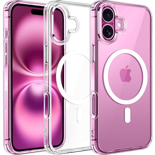 Chiaro Cover Magnetica per iPhone 16 Plus Compatibile con MagSafe Anti Ingiallimento Antiurto di Grado Militare Custodia Trasparente Sottile Antigraffio Rigida PC Case