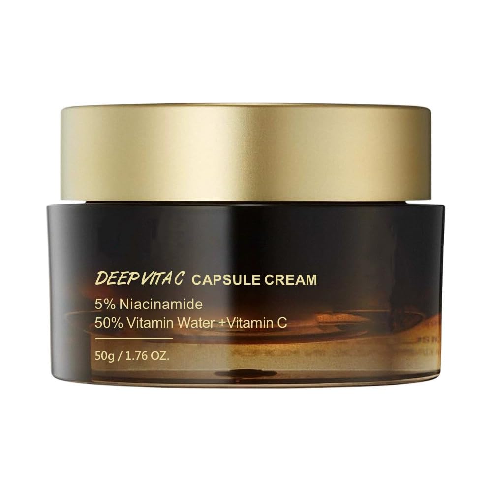 Deep Vita C Capsule Cream, Vitamin C Golden Capsule Face Moisturizer Gel with Niacinamide, Anti Wrinkles, Firming, Hydrating, Repairing Skin, Daily Skin Care