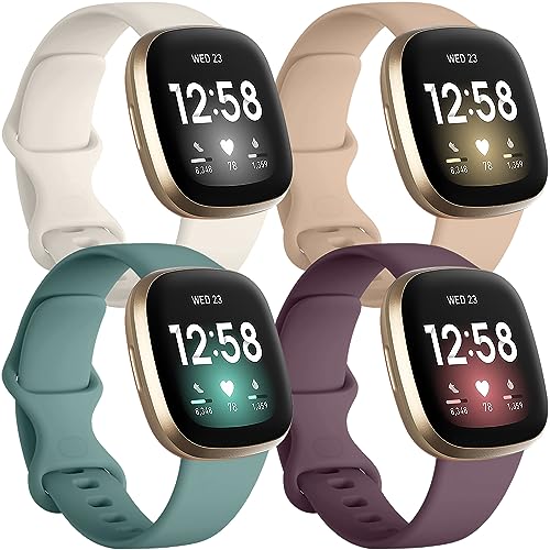 Getino Compatible with Fitbit Sense 2/ Bands/Versa 4/ Versa 3 Bands, Soft Sport Accessories, Band for Sense/Sense Watch, Large M