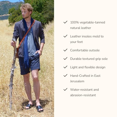 Bashan - Leather Wide Strap Slide Sandal - Mens Sandals3