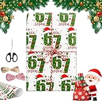 67 Christmas Wrapping Paper, 67 Meme Wrapping Paper, Christmas Wrapping Paper Roll, Gift Wrap Paper for Xmas, Holiday, Party, Wrap Your Presents in Holiday Fun (C, 50X90CM)