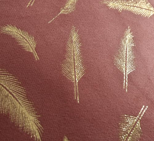 Image of Yellow Weaves Foil Printed Velvet Cushion Cover 16 X 16 Inches, 1 Piece, (Rose Gold)