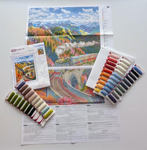 Image of RIOLIS - Autumn Express 2211, Cross Stitch Kits 11 inch x 15 inch, Cross Stitch Kits for Beginners & Advanced, Crossstitching Kit Adult, Embroidery Counted Stitching Kit
