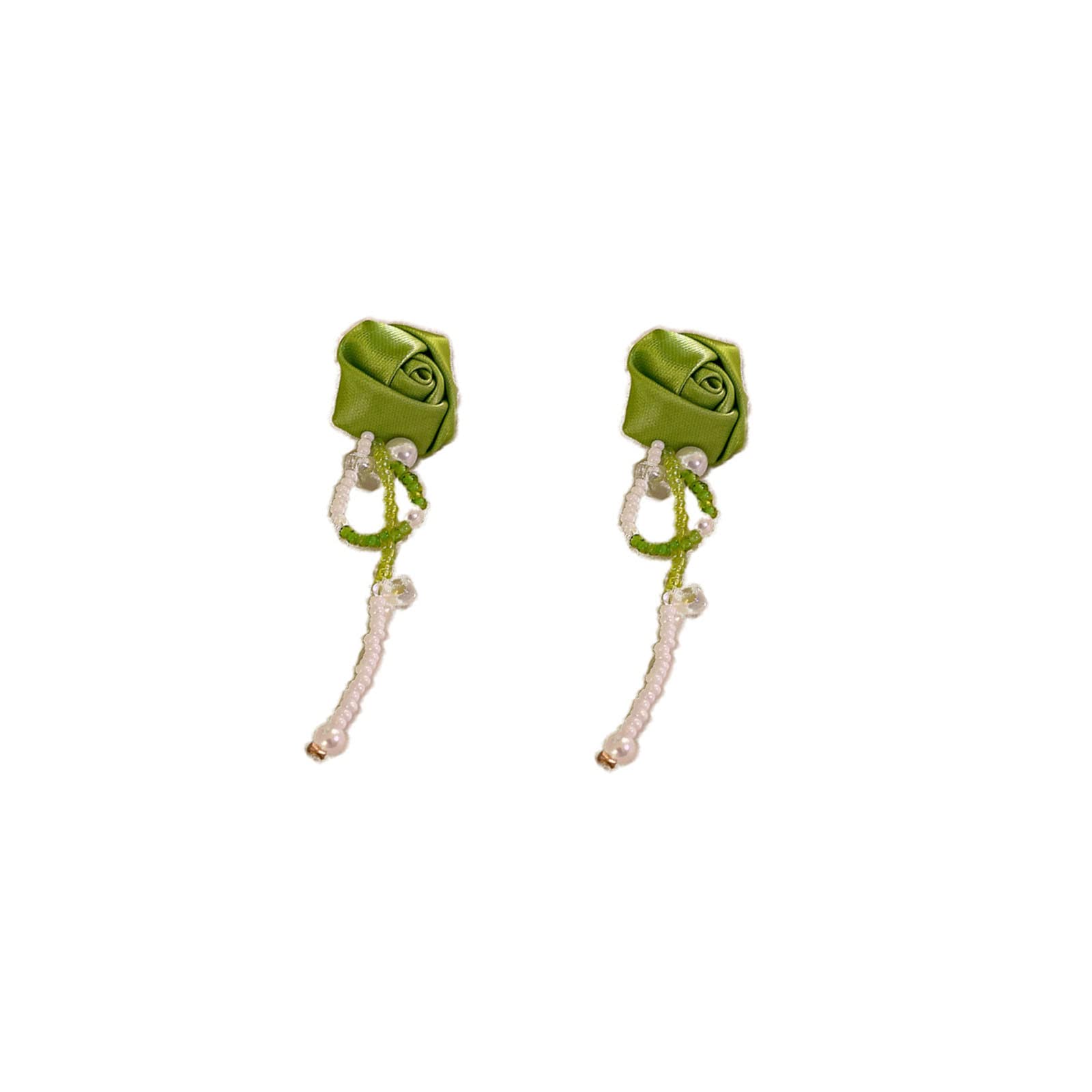 Boucles d'oreilles fleur vert cristal argent pour soirée