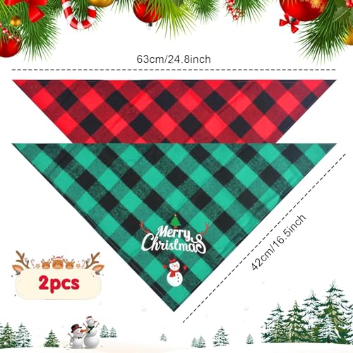 2 Stück Weihnachtshund Bandanas, Hundehalstuch, Schal Halstuch für Weihnachten Haustier Kostüm, Halstuch Hund, Dreieck Haustier Lätzchen für Haustier Weihnachten Kostüm Dekoration Zubehör