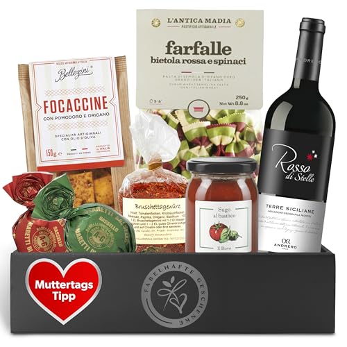 Präsentkorb Italia mit Rotwein und italienischen Delikatessen | Pasta, Sugo...