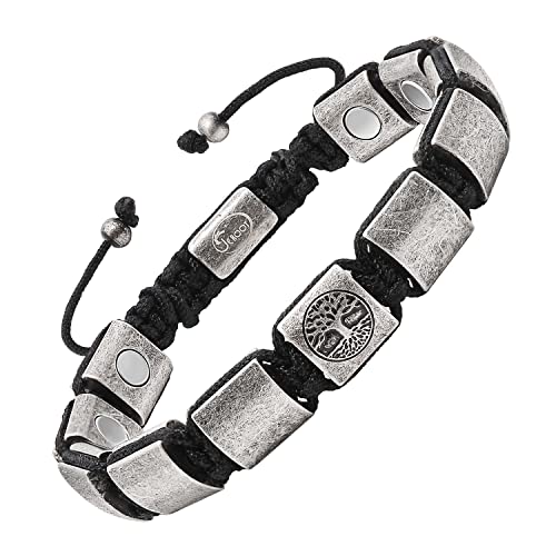 JEROOT Magnetarmband Herren, Titanstahl Magnet Armband Heilung Herren mit Ultra-Stärke von 3500 Gauss-Magneten, Baum Lebensbaum Weltenbaum Schmuck Armbänder (23-30CM)