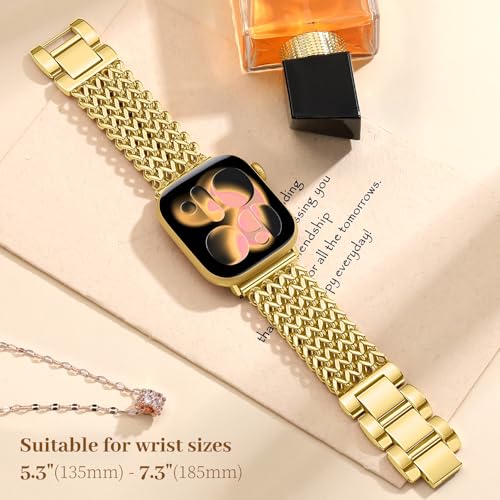 Image of Metal Band Compatible with Apple Watch Bands for Women 40mm 41mm 42mm 38mm 44mm 45mm 46mm 49mm, Dressy Stainless Steel Link Bracelet, Designer Strap for iWatch Series 11 /SE /10 /9 /8 /7 /6 /5 /4 /3 /2 /1 /Ultra