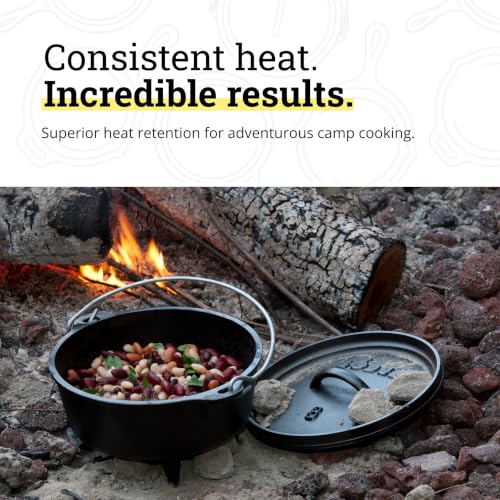 Image of Lodge Seasoned Cast Iron Camp Dutch Oven with Lid - 2 Quart - Dual Handles - Seasoned Cast Iron Cookware with Steel Handle & Strong Lid for Heavy- Duty Camping Cookware