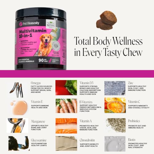 Image of 10-in-1 Dog Multivitamin Supplement with Glucosamine & Probiotics - Hip & Joint Support, Digestive Health, Immune Support, Heart & Skin - All-in-One Daily Vitamins & Omega-3s for Dogs (Chicken 180 Ct)