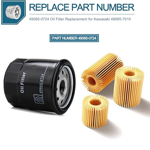 (6 PACK)49065-0724 Oil Filter Replacement for Kawasaki 49065-7010,Compatible with Kawasaki FH381V, FH430V, FH480V, FH541V, FH580V, FH601D, FH601V, FH641V, FH680D, FH680V, FH721D, FH721V