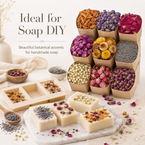 Image of Sukh Dried Herbs Kit - Dried Botanicals Bulk,9 Bags Natural Dry Flowers and Herbs for Soap,Candle,Perfume,Bath Bombs,Resin Jewelry Making Supplies,Fragrance Sachet DIY and Witchcraft