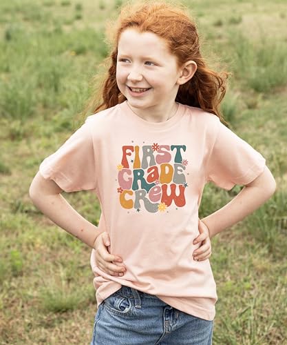 Olive Loves Apple First Grade Crew Shirt for Girls Colorful Retro Back to School Graphic T-Shirt for Kids3