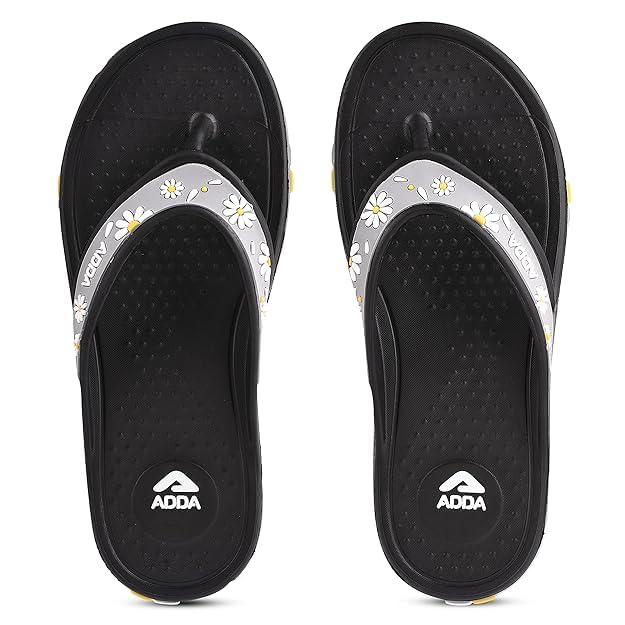 Image of ADDA Slippers for Women || Durable & Comfortable || Anti-skid Sole || Lightweight || Fashionable || Super Soft || Outdoor Slipper (Black, UK, UK Footwear Size System, Adult, Women, Numeric, Medium, 3)